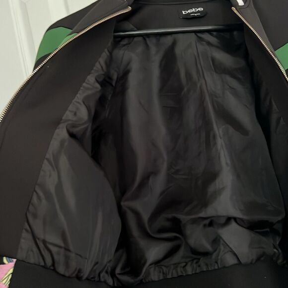 Bebe Black and Green Patterned Bomber Jacket - Picture 10 of 16